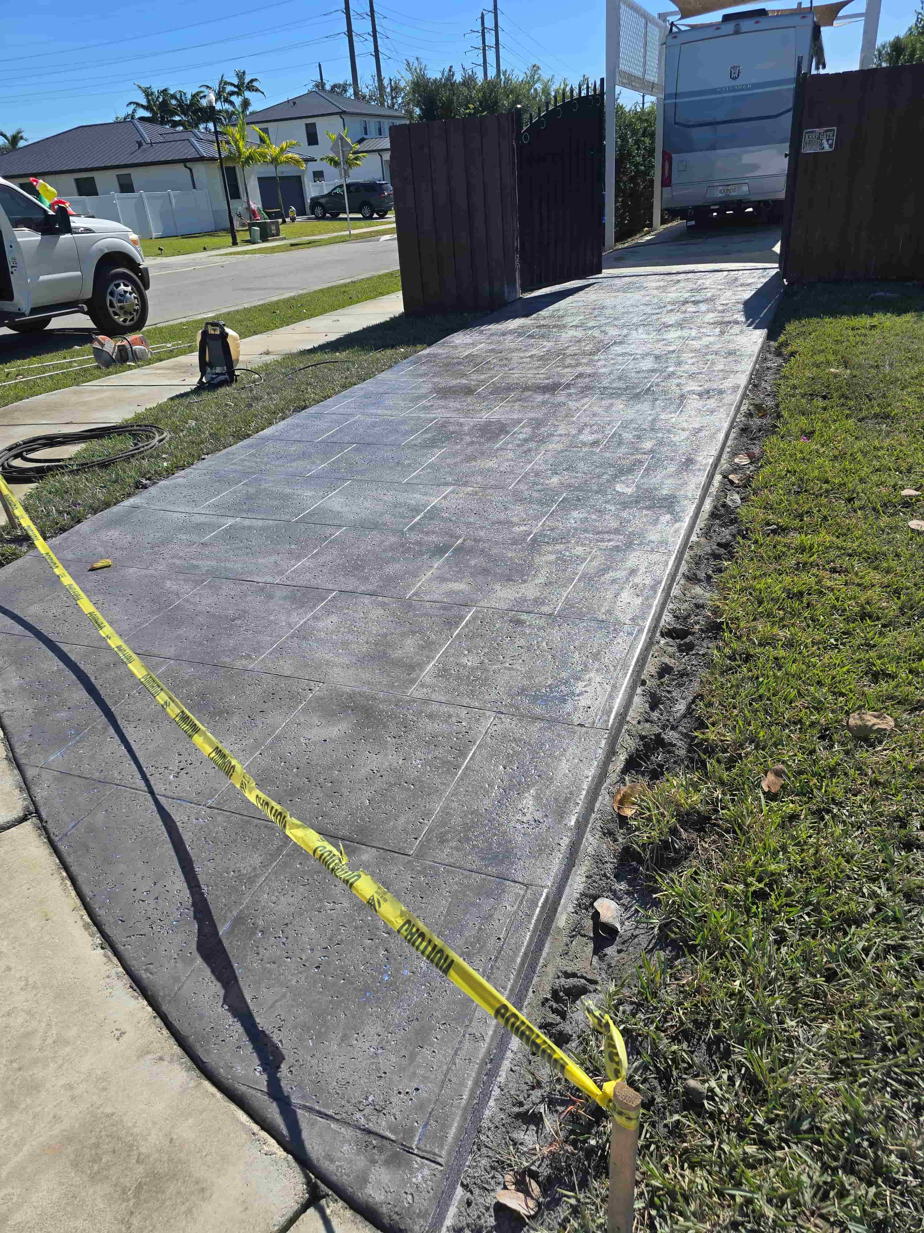 Stamped concrete pool deck in Pompano Beach, FL